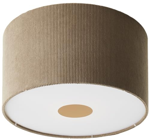 Lightbox Deckenlampe | Ø 45 cm | Retro Lampe in Vintage Cord Stoff in Grau | 70er Jahre Deckenleuchte mit E27 Fassung | Deko Pendelleuchte für Wohnzimmer oder Flur (von Decke hängend)