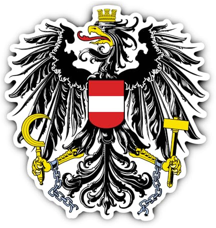 Aufkleber: 300 mm, 1 Stück - Wappen - Österreich - AT - für Auto, Laptop und mehr