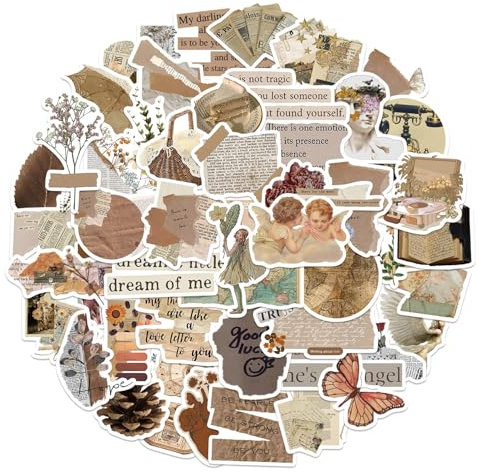 52 PCS Book Stickers for Scrapbooking, Laptop Stickers Aesthetic for Kindle Sticker for Laptop, Scrapbook, Guitar, Perfect for Scrapbooking and Bookish Collectors, Unique Sticker