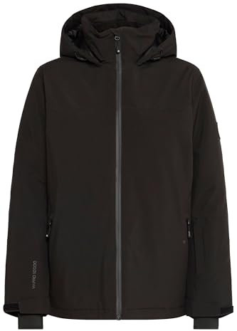 NORTH BEND NBMona Damen Skijacke Winterjacke Snowboardjacke Outdoor wasserdicht wasserfest 10000 mm Wassersäule mit Kapuze Schneefang Manschetten Skipasstasche, Größe:46, Farbe:Black (1001)