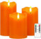 JUSTUP Flameless Candles Lights, 3 Pcs Orange Flickering LED Candles with Remote & Timer, Dimmable LED Candle Battery Operated, Electric Candle for Thanksgiving Halloween Fall Harvest Decor (Orange)