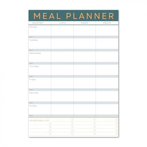 Magnetic Weekly Meal Planner and Tear-Off Shopping List for Fridge, 52 Sheets A5 Notepad for Weekly Food and Shopping Planning - Green