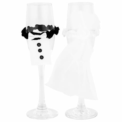 2pcs Hochzeitsdekoration Glasdekoration Braut und Bräutigam Hochzeitskleid Hochzeitsanzug Tischdekoration, das perfekte Hochzeitsgeschenk