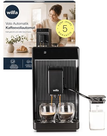 Wilfa Volo Automatic Kaffeevollautomat I Kompakter Vollautomat mit Milchsystem & 1,5L Wassertank I 5 Mahlgrade, Double Shot & 2-Tassen-Funktion I Espresso, Cappuccino & Latte auf Knopfdruck