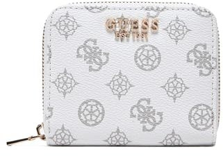 GUESS Laurel SLG Small Zip Around Portefeuille avec logo blanc, Logo blanc
