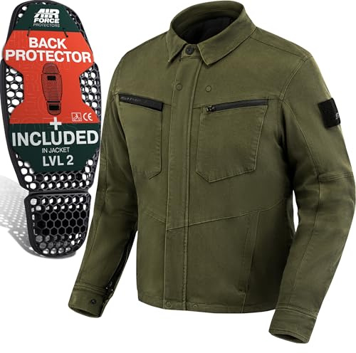 SHIMA Giro Jacket Motorrad Jacke Herren mit Protektoren AirForce Rückenprotektor Motorradjacke Schulter Protektor Ellbogen Textiljacke Stretch Schutzjacken Protektorenjacke (Männer, Khaki, 4XL)