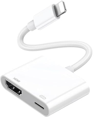 Lightning to HDMI Adapter, HDMI Adapter for iPhone and iPad to TV, HDMI Cable Adapter Sync Audio Digital AV & Screen Video Converter for iPhone, iPad, iPod on HDTV/Projector/Monitor,No Power Need