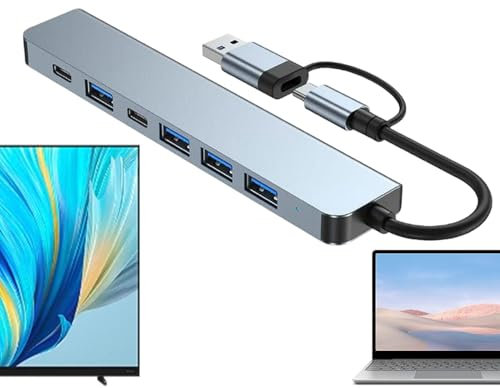 USB C Port Hub | Adaptador para portátil Multiport - Adaptador USB 3.0 5Gbps USB C Slitt de divisor USB 3.0 Adaptador divisor R para tablet para ordenador PC ligero y portátil