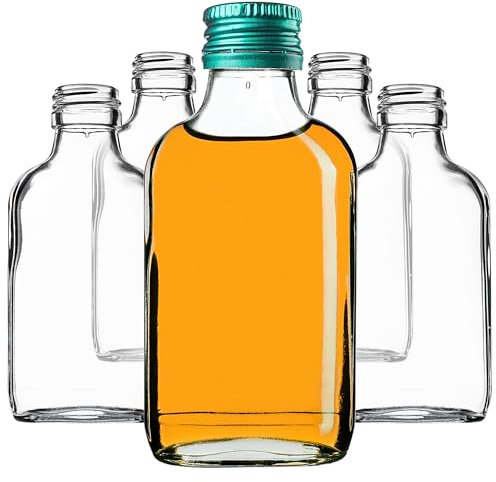 KADAX Lot de 10 petites bouteilles en verre de 100 ml avec bouchon à vis, bouteilles vides à remplir, mini bouteilles de liqueur, bouteilles d'alcool (vert)