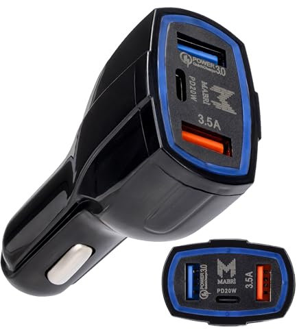 Caricabatteria Auto per Cellulare 12V - Accendisigari USB C 48W con Ricarica Rapida Smartphone in Viaggio