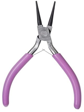 Pince ronde pour bijoux, petite pince en acier inoxydable violet pour la fabrication de bijoux, pour bricolage, artisanat, réparation de bijoux, 12,5 cm
