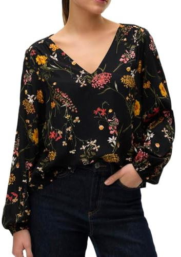 VERO MODA Easy Joy Damenbluse, Schwarz mit Blumen
