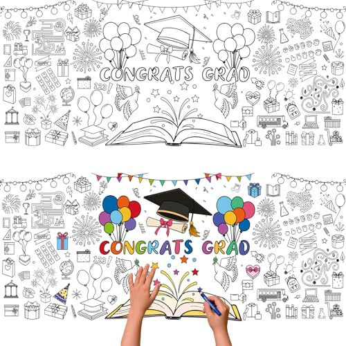 CAMOSE 2025 Kindergarten-Abschluss-Färbe-Tischdecke/Grundschul-Abschluss-Färbe-Tischtuch-Poster-Dekorationen, Kinder-Bastelarbeiten - Aktivitäten/Geschenke/Party-Favors für Familie, Klassenzimmer