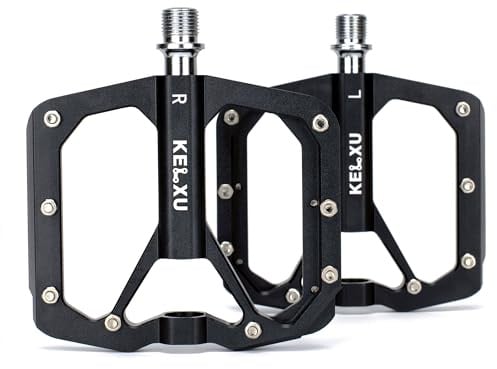 Kelxu Fahrradpedale, 9/16-Zoll Flat Pedale aus Aluminium | CNC-Gefräst 3 abgedichtete Lager Pedale, Rutschfeste Plattform, Cr-Mo-Stahlachse, Für MTB Rennrad Gravel & Trekkingbike