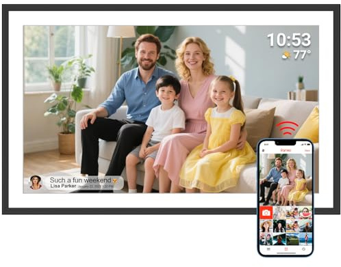 Frameo 15,6 Zoll Digitaler Bilderrahmen mit WLAN, IPS FHD 1920 x 1080 Touchscreen, Große Elektronische Fotorahmen, Senden Sie Fotos von Ihrem Telefon überall