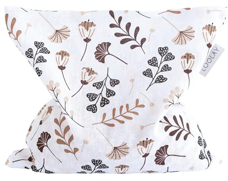 LOOLAY Kirschkernkissen Mikrowelle 20x20 cm – Wärmekissen aus 100% Baumwolle – Kirschkern Kissen Ideal bei Muskelverspannungen oder Menstruationsbeschwerden (blumen braun)