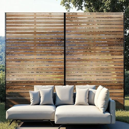 Free-Standing Garden Privacy Screen with Stand - 183x120cm Large Metal Outdoor Divider | Rust-Resistant Trellis & Bin Concealment Fence for Patio, Balcony, Pool & Garden DIY Installation - 1 Piece