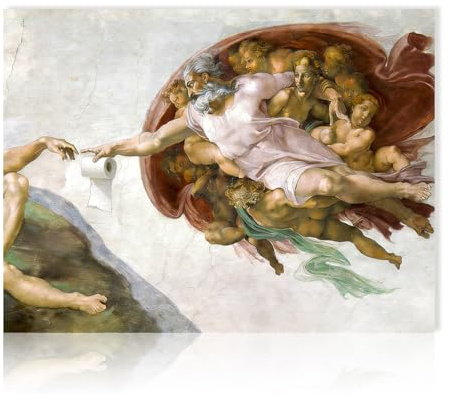 Badezimmer Bilder Toilette - Gottes Hand mit Toilettenpapier, Bild Gäste WC | Toiletten Bild Lustig, Deko Badezimmer Poster, WC Bilder Lustig, Wandposter 40×30CM, Leinwandbild für Bad Wohnung Wohnzimmer