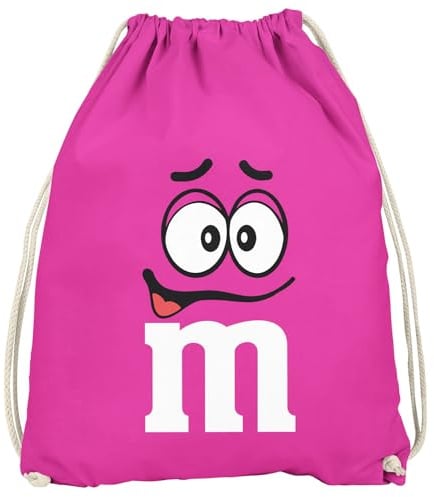 MoonWorks® Turnbeutel - M mit Gesicht - Accessoires Fasching Karneval Gadgets Spruch lustig Faschingsartikel Tasche Gymbag Fuchsia unisize