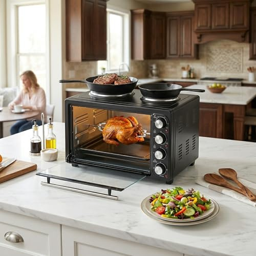 36L Mini Oven Grill Tabletop Counter Top Multi Fuction Cooker with Hobb 3200W.