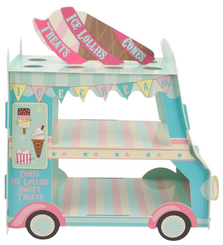 PACKOVE Soporte De Pastel De Furgoneta Helados 14.56X13.38X7.87In Estante Para ExhibicióN De Pasteles Y Cupcakes Para Bodas Y Fiestas FáCil De Montar