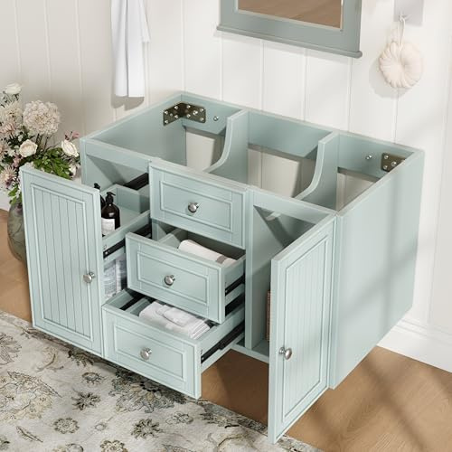 DACHETOU Mueble bajo lavabo, 3 cajones, mucho espacio de almacenamiento, verde, 78,5 × 46 × 46,8 cm, lavabo colgante, estilo moderno, mueble de baño para baño