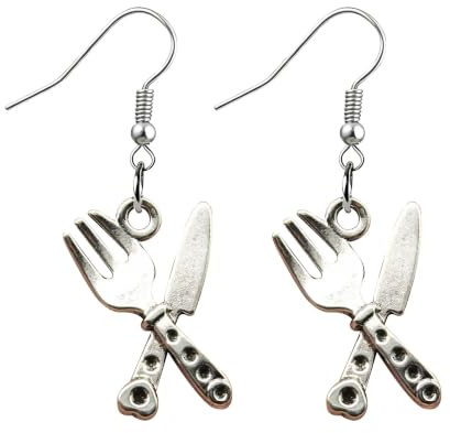 Zszkoz Punk Gothic Spoon Earrings for Women Retro Funny Kitchenware Shovel Scissors Fork Dangle Earrings Jewelry