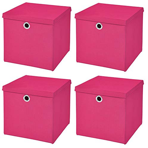 StickandShine 4er Set Pink Faltbox 28 x 28 x 28 cm Aufbewahrungsbox faltbar mit Deckel