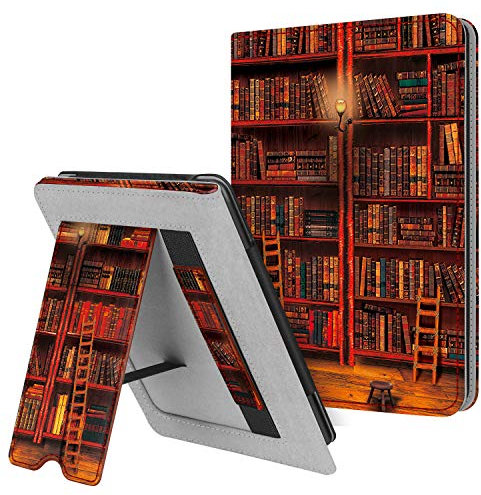 Fintie Hülle für 6 Kindle Paperwhite 2012-2018 (alle Alter 6 Zoll Kindle Paperwhite 5/6/7/10. Generation) - Ständer Case mit Handschlaufe und Auto Sleep/Wake, die Bibliothek