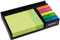 Snopake Desk Memo Set with Neon Sticky Notes and Index Highlighters Black Tray/Assorted Colours 15848, 76 mm x 76 mm