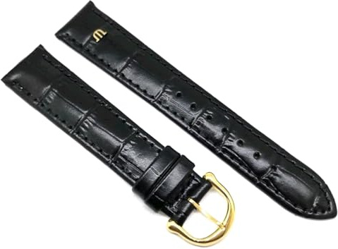 Eulit Maurice Lacroix Kroko Prägung Original Uhrenarmband 18 mm schwarz Schliesse vergoldet