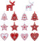 Naler 42 Adorno Fieltro Decorativo Navidad Fieltro Manualidades Rojo y Blanco para Decoración de Árboles de Navidad