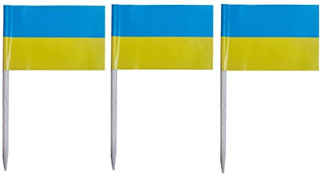 JAVD CYPS Ukraine-Flagge, Ukrainer, Zahnstocher-Flaggen, kleine Mini-Sticks, Cupcake-Aufsätze, Ukrainische Flaggen, Partydekoration, Feier, Cocktail, Bar, Kuchen, Flaggen