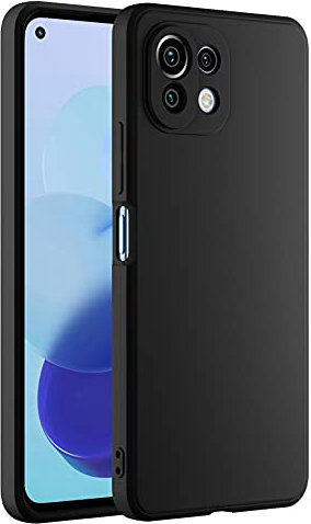 Cresee Hülle für Xiaomi Mi 11 Lite 4G / Mi 11 Lite 5G / Xiaomi 11 Lite 5G NE, TPU Case Handyhülle mit [Kamera Schutz] [Weiche Innenschicht] Anti-Scratch Dünn Schutzhülle Stoßfest Cover, Schwarz