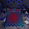 Loussiesd Honeycomb Geometric Duvet Cover Stereoscopic Dense Hole Boys Kids Bedding Set Blue Red Circle Comforter Cover Microfiber Three-Dimensional Honeycomb Decor with A Sense of 3D Print Single