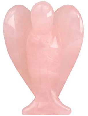 Ouubuuy Ange Figurine Pierre Naturelle,Ange Statue Cristal Miniature,Figurine Cristal Lithotherapie Décoration Cadeaux (Quartz Rose)