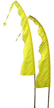 DEKOVALENZ Tessuto per Bandiera Balinese Wave con Punta a Forma di Cuore, Diversi Colori e Lunghezze, Lunghezza:3 Meter, Colore:Giallo