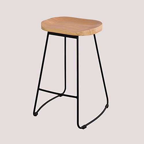 SKLUM Barhocker aus Stahl und Ulmenholz Neicol Schwarz ↑65 cm