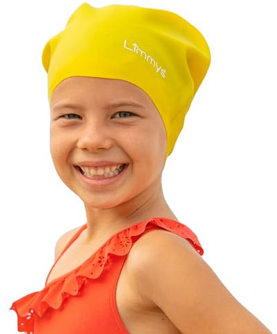 Limmys Bonnet de Bain Enfant, en Silicone 100%, pour Cheveux Longs, Doux, Extensible et Confortable, Conçu pour la Durabilité et sans Nœuds