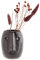 Madam Stoltz kleine Vase mit Gesicht-Prägung Steingut Skandi, Dunkelbraun, Grau, Höhe: 10 cm, Durchmesser: 8 cm, HY15321-10Y
