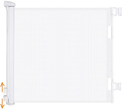 iMoebel Türschutzgitter Treppenschutzgitter Ausziehbar Breite 0-140cm Höhe 83cm, Rollgitter Absperrgitter Treppenschutzrollo für Baby Kinder Welpen, Weiß