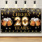 Happy 20th Birthday Banner Decorations, Black Gold Cheers to 20 years Backdrop Party Supplies, 20th Anniversary Photo Booth Poster Schild Decor