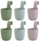 ENGELLAND 6 x Blumentopf zum Hängen, integriertes Drainagesystem, Farbmix: Moosgrün, Pastellgrün, Fliedert, Ø 15 cm, Pflanztopf-Kübel, Hängetopf, widerstandsfähig, rund, wetterfest, Kunststoff
