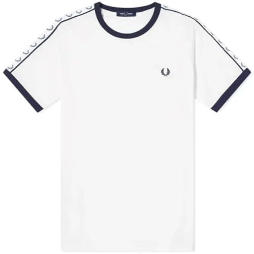 Fred Perry Taped Ringer T-Shirt Schneeweiß, weiß, M