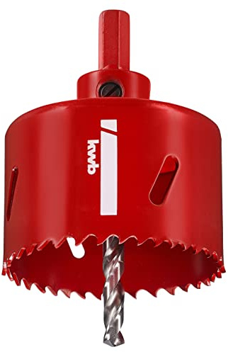 kwb HSS Bi-Metall-Lochsäge Ø 65 mm mit progressiver Vario-Zahnung, hoher Präzision, Sechskantschaft, 38 mm Schnitttiefe und Zentrierbohrer