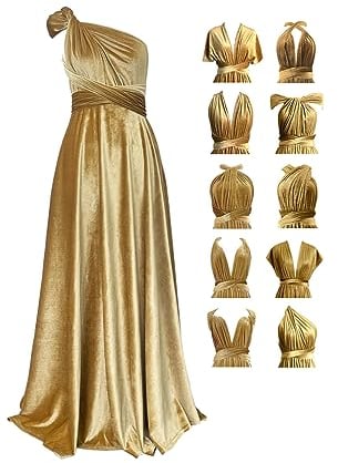 72styles Samt Infinity Wickelkleid Brautjungfernkleider - Samtkleid Damen Lang - Elegant Maxi Multi-Way Kleid Abendkleid, Hochzeitsgast Kleid,Ballkleid, Partykleid