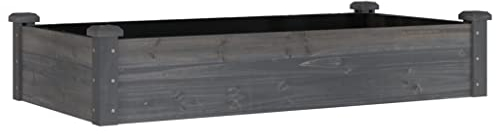 vidaXL Solid Wood Raised Garden Bed with Liner - Grey Rectangular Vegetable Planter (120 x 60 x 25 cm) for Home Gardening, Breathable Design for Healthy Plant Growth, Decorative and Practical