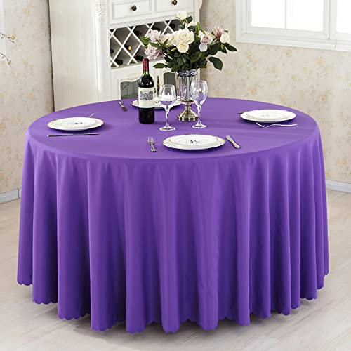 Lukery Nappe Ronde Lavable, Nappe de Table Essuyable Anti-Taches, Couleurs Unies Nappe Taille au Choix pour Cuisine Jardin Exterieur Restaurants (Diamètre 220cm,Violet)