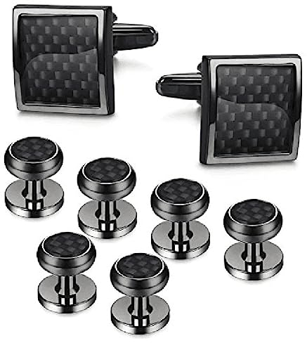 Manschettenknöpfe Set Mit 8 Carbon Manschettenknöpfen Herren Manschettenknöpfe Runde Tropfende Muschel Manschettenknöpfe Manschettenknöpfe Set Mit Acht