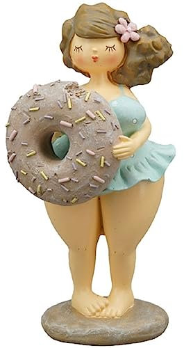 ETC witzige sommerliche Dekofigur Badenixe mit Wilder Frisur und Muffin oder Donut oder Eistüte (Blau)